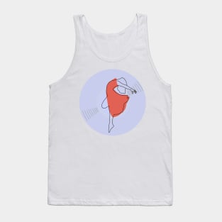 Vinyl - Ballerina dancer minimalist line art (blue) Tank Top